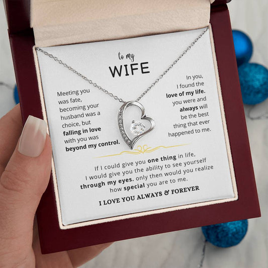 To My Wife - Meeting Was Fate - Message Card Necklace [W006NL]