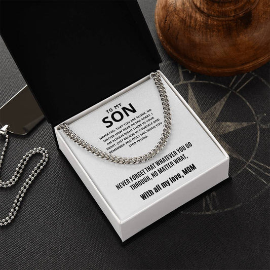 Son - Never feel that you are, From Mom - Message Card Necklace [S015NL]