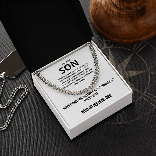Son - Never feel that you are, From Dad - Message Card Necklace [S016NL]
