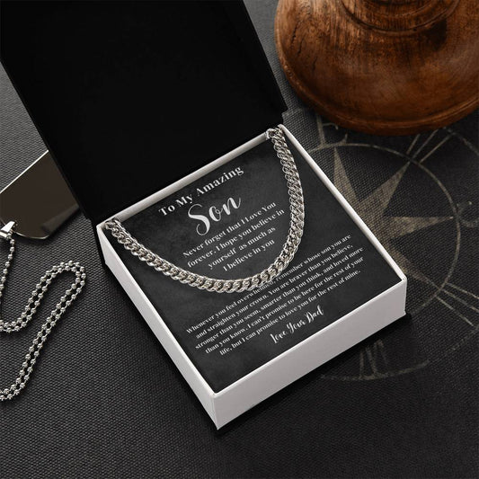 Son - Never forget that, From Dad - Message Card Necklace [S014NL]