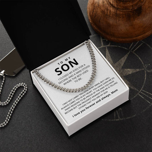 Son - I may not carry you, From mom - Message Card Necklace [S021NL]
