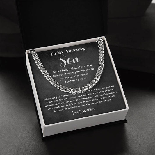 Son - Never forget that, From Mom - Message Card Necklace [S013NL]