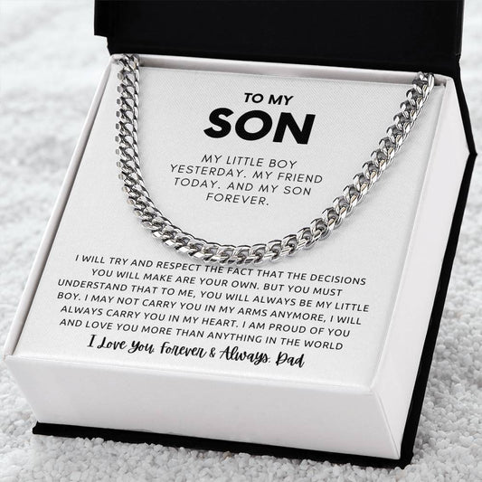 Son - My little boy, From Dad - Message Card Necklace [S017NL]