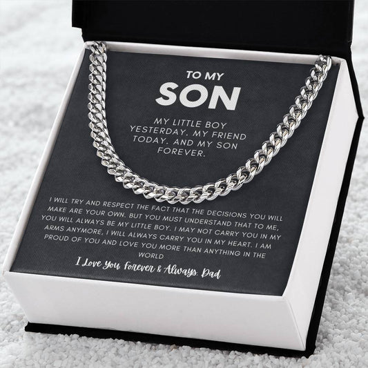 Son - I will try and respect, From Dad - Message Card Necklace [S020NL]