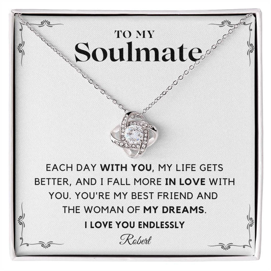 To My Soulmate - Woman Of My Dreams - Customize name - Message Card Necklace [SM004NL]