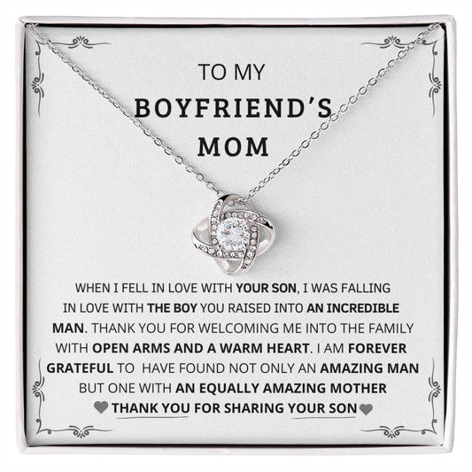 Boyfriend's Mom - An Equally Amazing Mother - Message Card Necklace [BM001NL]