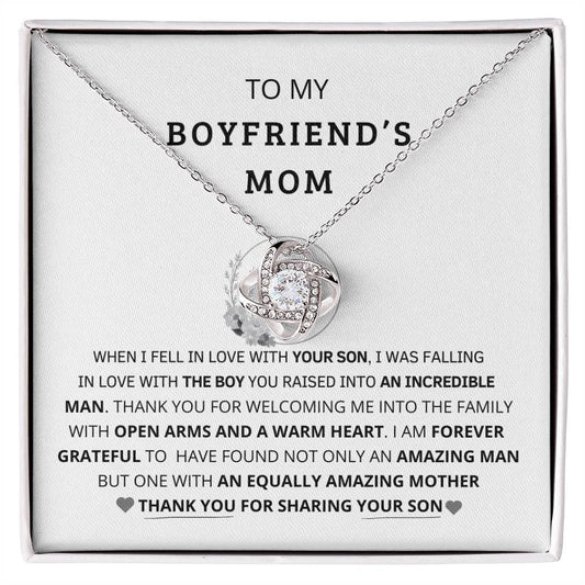 Boyfriend's Mom - An Equally Amazing Mother - Message Card Necklace (Circle) [BM002NL]