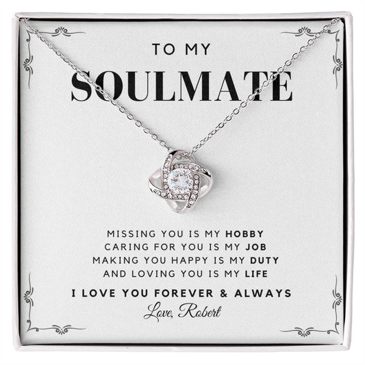 To My Beautiful Soulmate - Missing You - Customize name - Message Card Necklace [SM006NL]