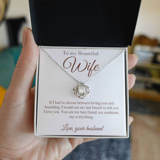 Wife - Loving you and breathing - Message Card Necklace [W012NL]
