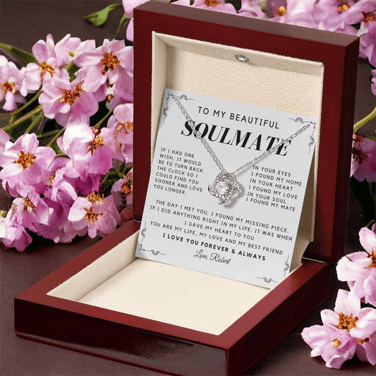 To My Beautiful Soulmate - Missing Piece  - Customize name - Message Card Necklace [SM009NL]