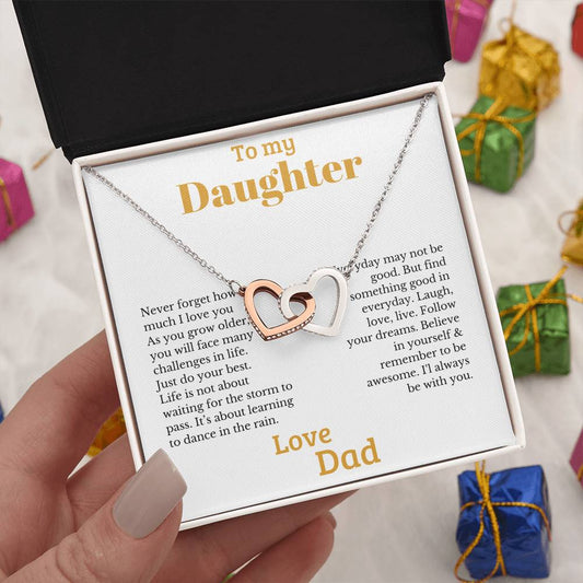 Daughter From Father - As you grow older  - Message Card Necklace [D005NL]