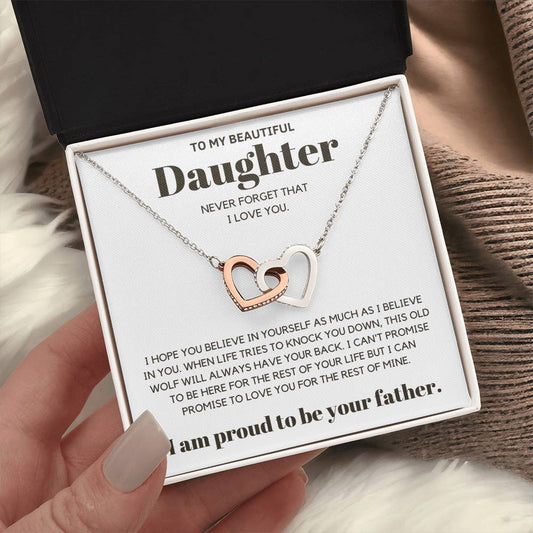 Daughter From Father - Believe in yourself - Message Card Necklace [D009NL]