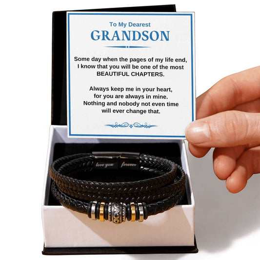 Dearest Grandson - Beautiful Chapters - Message Card Bracelet (White) [GS002BC]