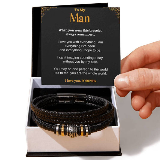 My Man - Without You - BLACK - Message Card Bracelet [H003BC]