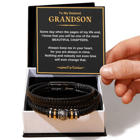 Dearest Grandson - Beautiful Chapters - Message Card Bracelet(Black)[GS001BC]