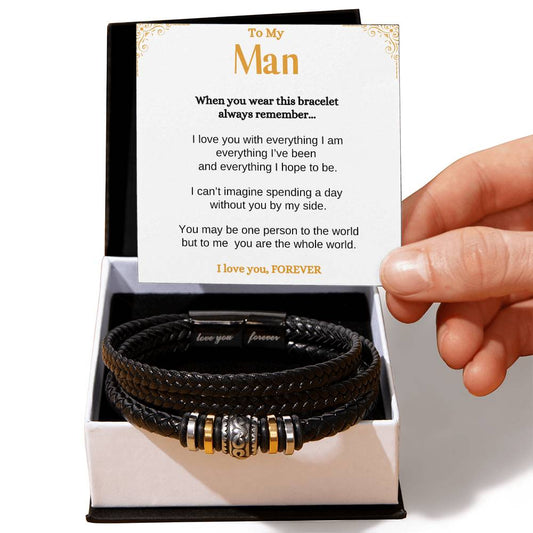My Man - Without You - WHITE - Message Card Bracelet [H002BC]