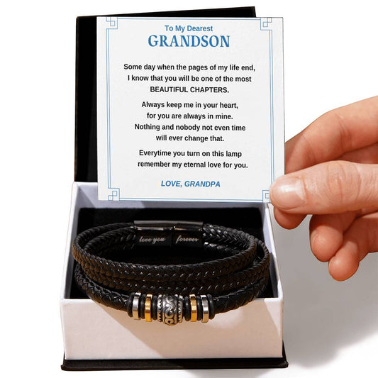 Grandson From Grandpa - When the pages of my life - Message Card Bracelet [GS014BC]